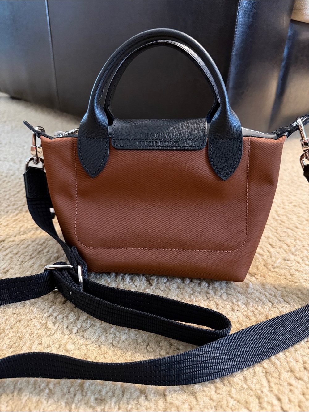 Longchamp LE Pliage Energy XS Handbag Crossbody Bag - Chocolate (Brown) - Picture 3 of 7